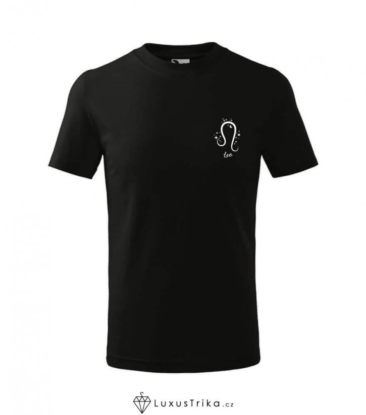 Dětské tričko znamení zvěrokruhu Lev - Barva: Černá, Velikost: 110 cm/ 4 roky