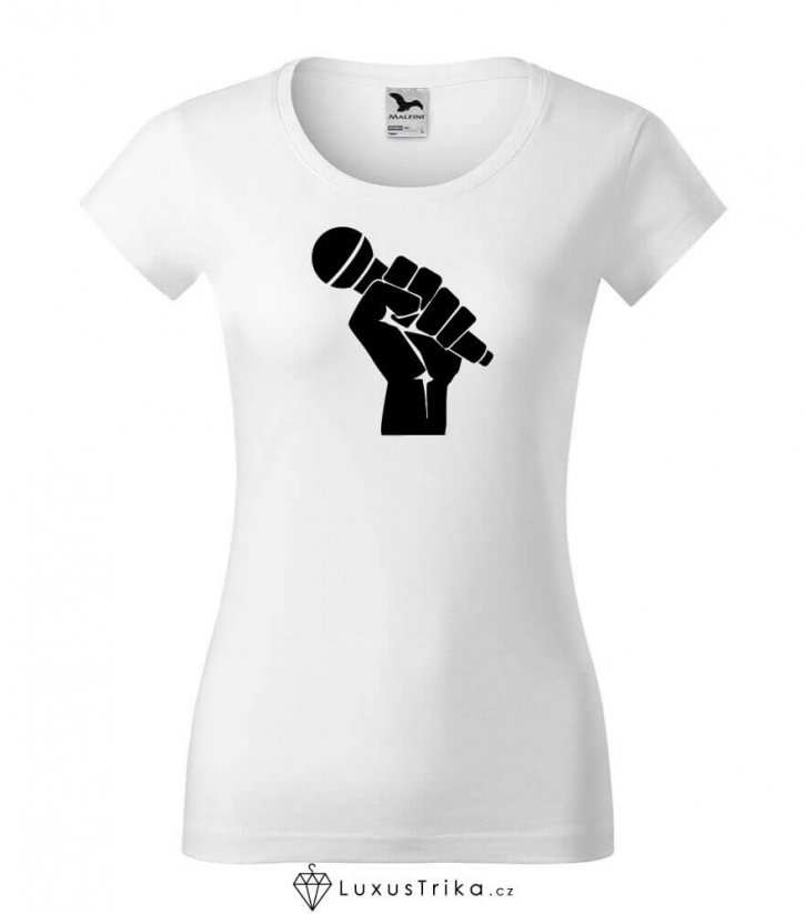 Dámské tričko Hand-mic bílé - Velikost: L