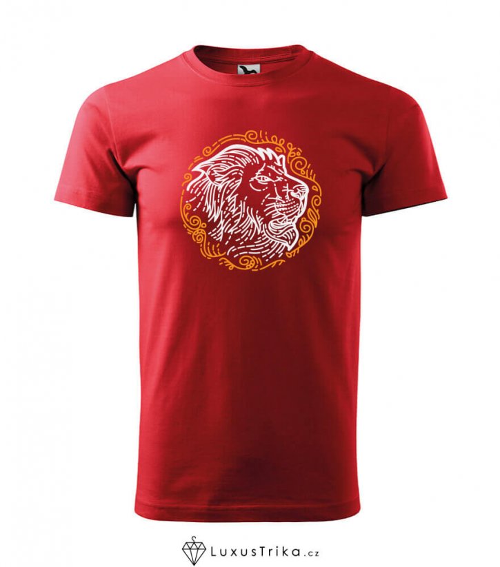 Pánské tričko Lví ornament červené - Velikost: M