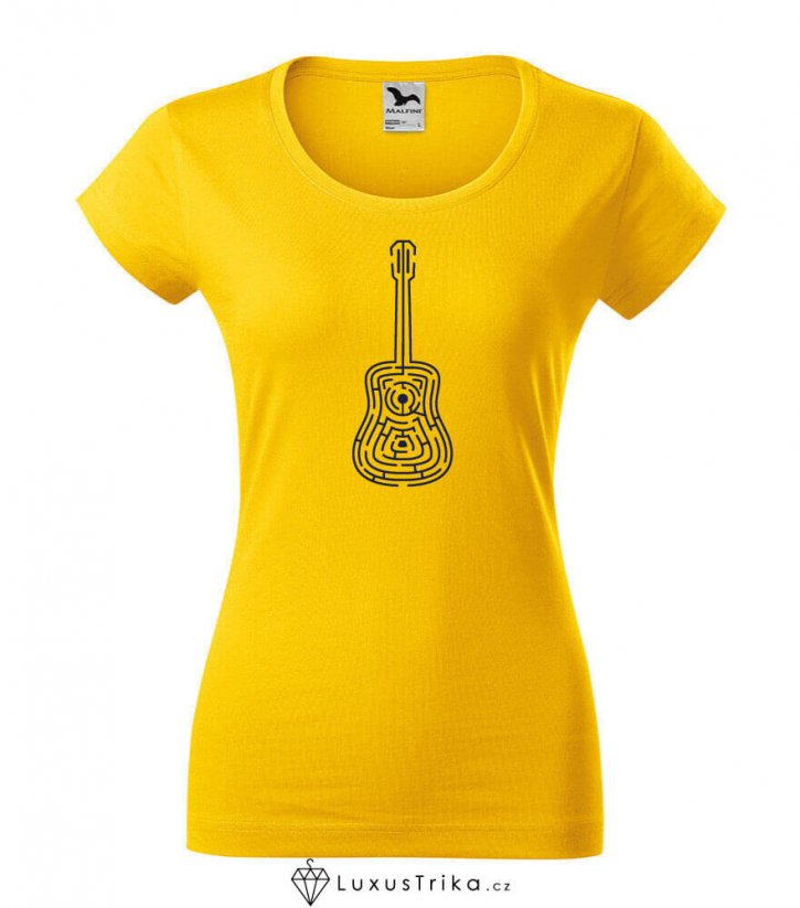 Dámské tričko Guitar Maze žluté - Velikost: XS