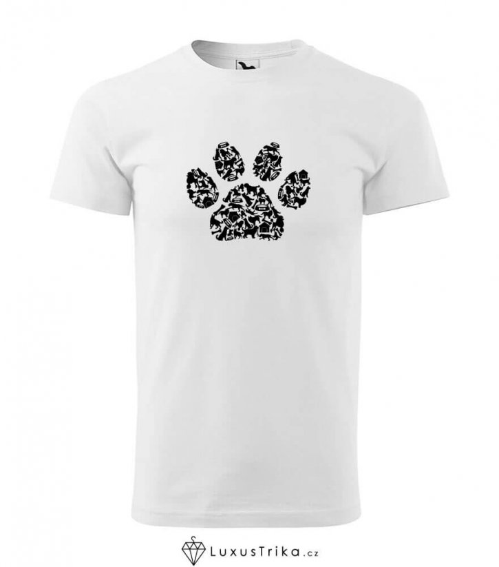 Pánské tričko Dog paw bílé - Velikost: M